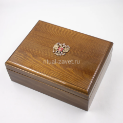 Шкатулка средняя лак с Гербом светлая