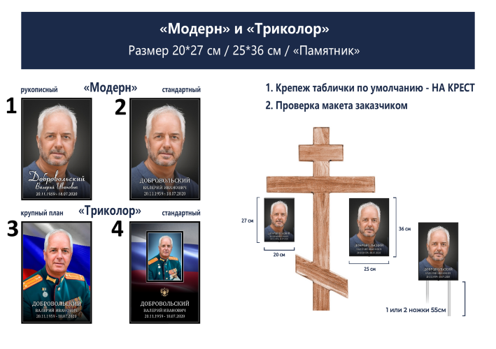 Ритуальный трафарет на крест большой с фото и текстом в Санкт-Петербурге